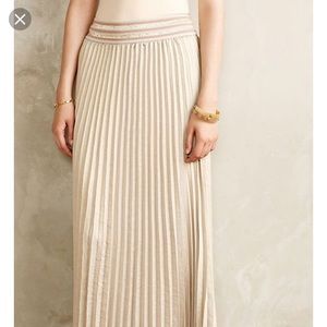Anthropologie Gold Pleated Maxi Skirt
